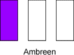 one purple and two white rectangles