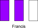 two purple and one white rectangle