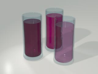 Blackcurrant drinks of various concentrations