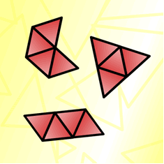 three different ways to put four triangles together