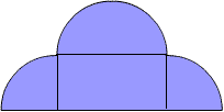 Three semicircles showing the rectangle and parts of a circle