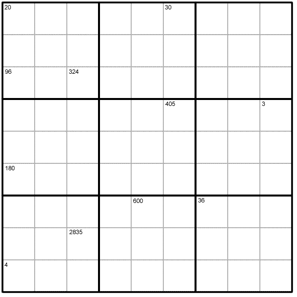 Sudoku Product Puzzle