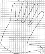 hand on squared paper