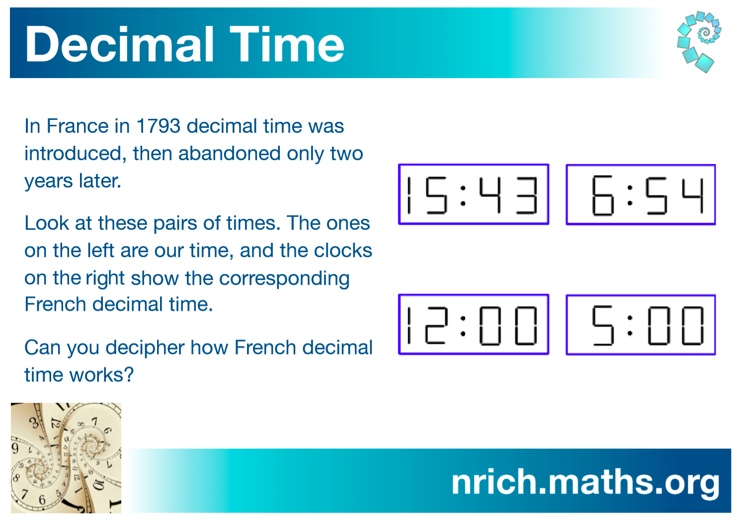 decimal time clock