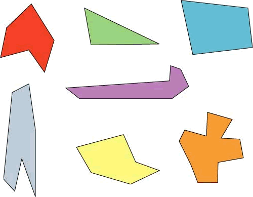 seven irregular shapes
