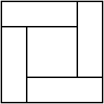 Square divided into four congruent rectangles and a smaller square