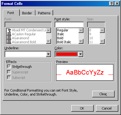 Screenshot of Format Cells box