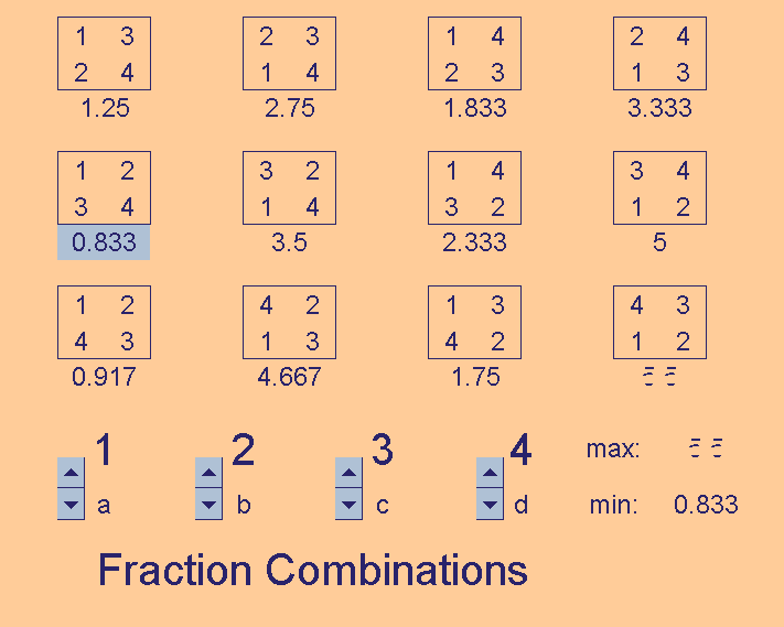 Fraction combinations