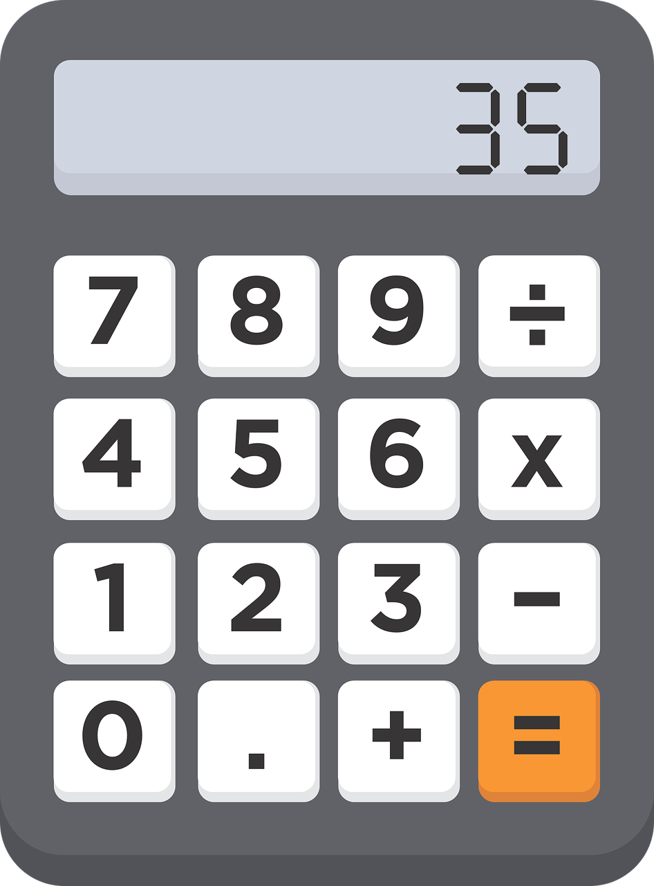 Calculator showing the number 35