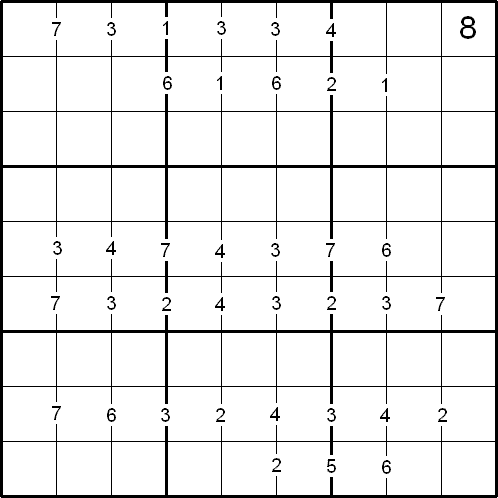 Sudoku with 8 top right
