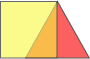 overlapped so that triangle is half covered by square