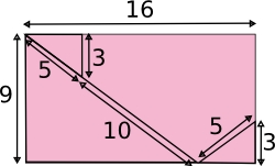 16 by 9 rectangle cut into pieces