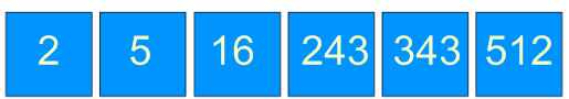 Numbers 2,5,16,243,343,512