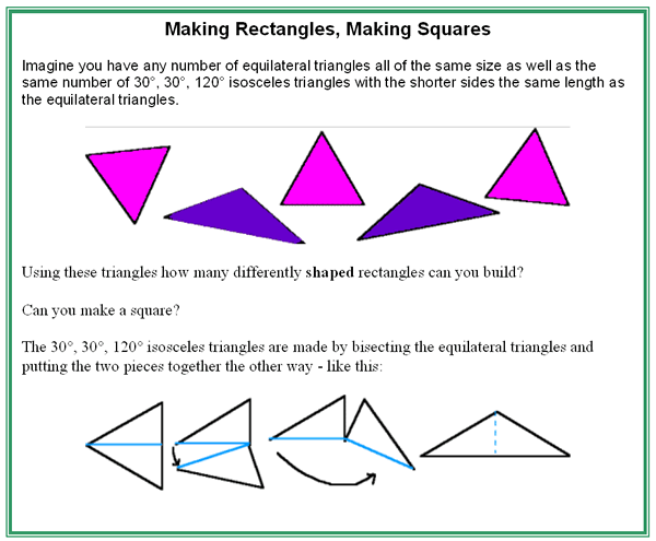 making rectangles making squares problem