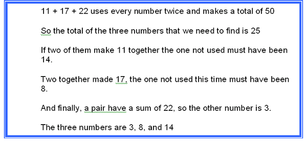 sums of pairs solution