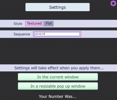 Screenshot showing the settings menu