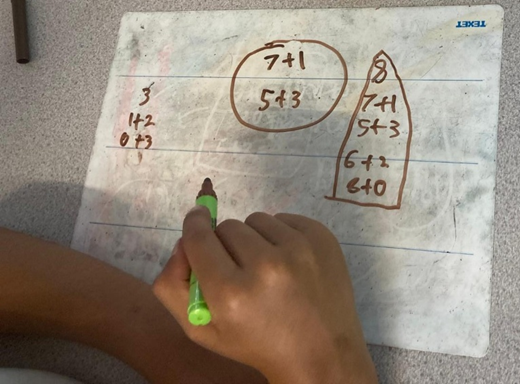 list of all ways to make 8: 7+1, 5+3, 6+2, 8+0.