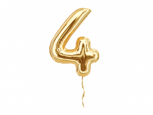A gold balloon of the number 4.