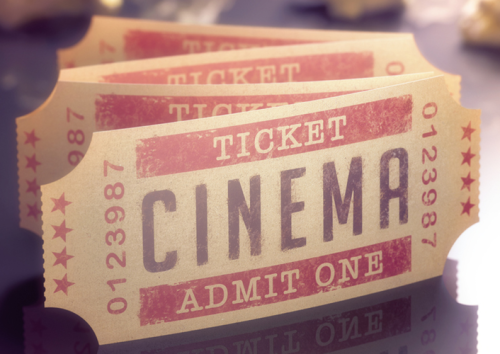 A string of old-fashioned cinema tickets.