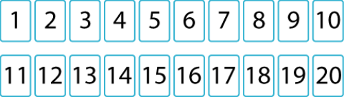 Twenty cards labelled from 1 to 20 in ascending order.