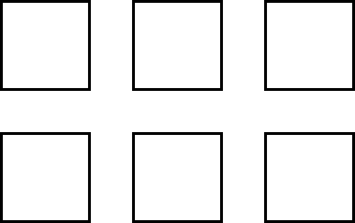 6 equal-sized squares arranged in 2 rows of 3.