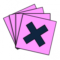 A stack of pink cards showing the × symbol.