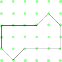 Shape with vertices at (0,1), (1,0), (2,1), (5,1), (5,3), (4,4), (3,3), (0,3).