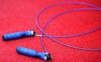 A blue skipping rope.