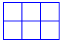 A 2 by 3 grid, with 2 rows and 3 columns, forming 6 boxes in total.