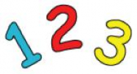 Colourful numbers 1, 2 and 3.