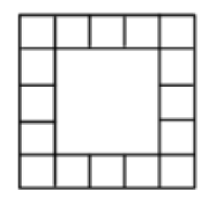 A large 5 by 5 square which is made up of smaller unit squares, with only the outermost edge squares displayed.