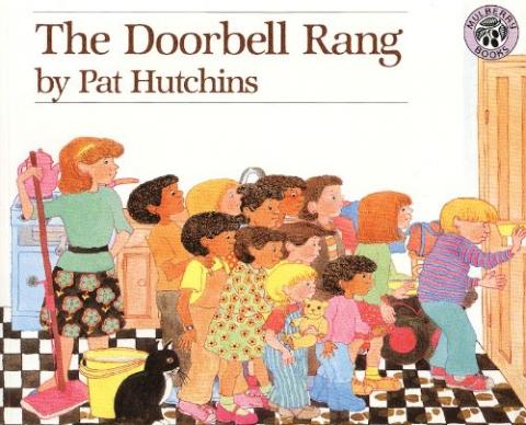 Using Books: \The Doorbell Rang The cover of 'The Doorbell Rang' by Pat Hutchins. Lots of children are going to answer the door while a woman watches them.