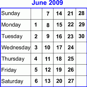 Today's date - 01/06/2009