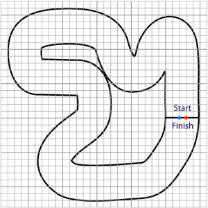 Vector Racer An image of the racetrack that needs to be printed for the game.