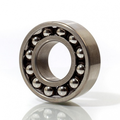 Ball bearings in a metal wheel.