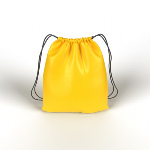 Yellow drawstring bag.