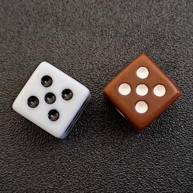 Two dice, each showing five.