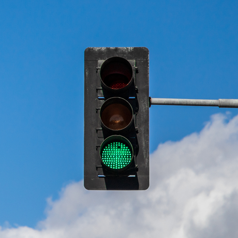 A green traffic light.