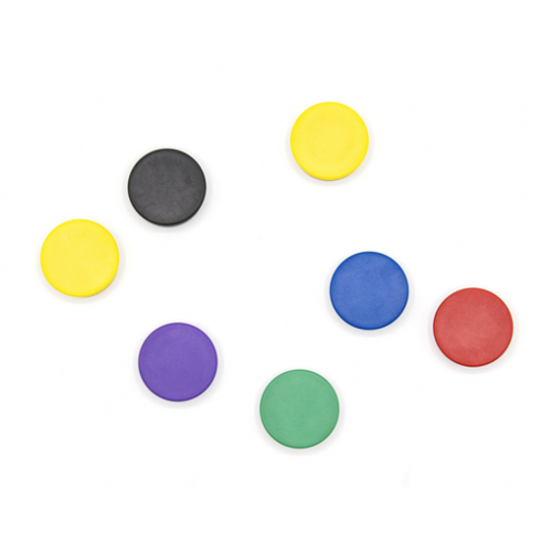 Seven coloured discs.