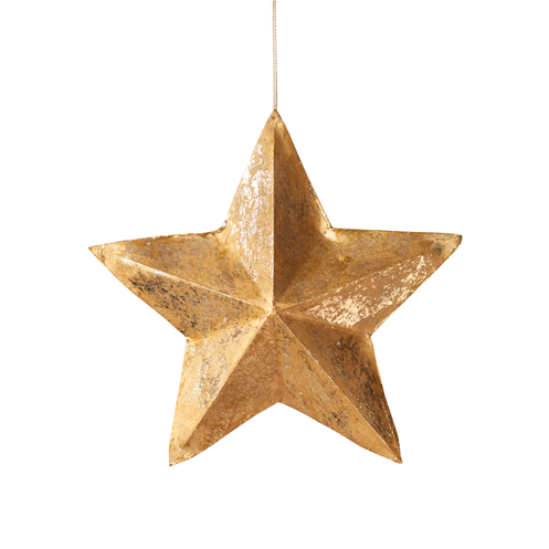 A gold star hanging ornament.
