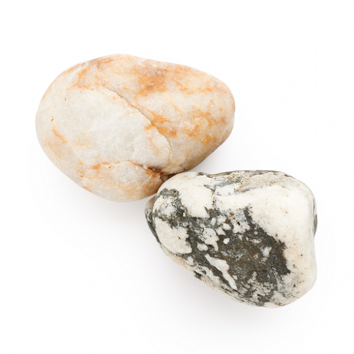 One orange stone and one grey stone.