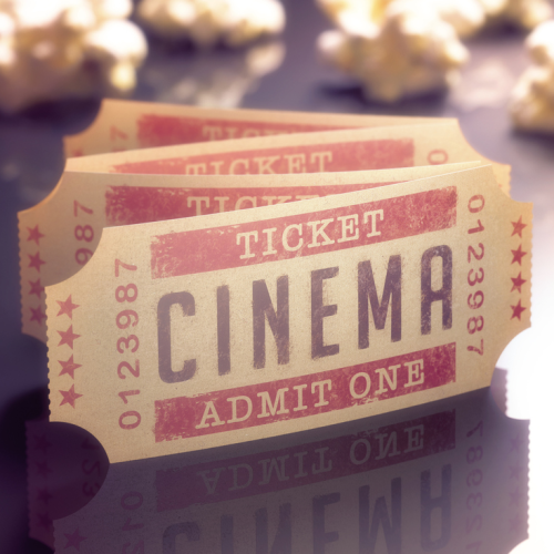 A string of old-fashioned cinema tickets.