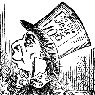 An illustration of the Mad Hatter from Alice in Wonderland.