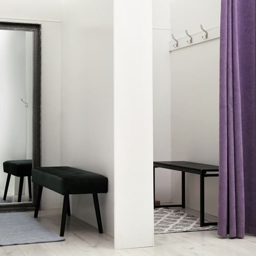 Two changing rooms in a clothes shop.