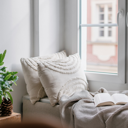 A cosy corner window seat.