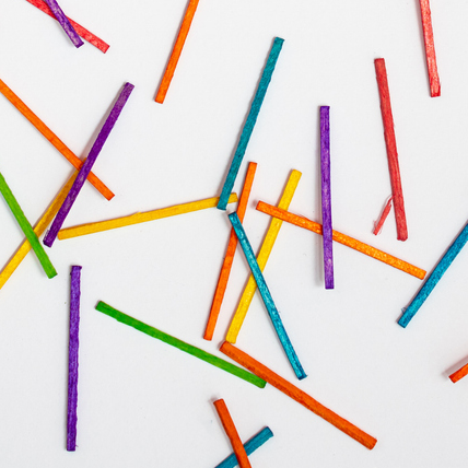 Colourful craft matchsticks.