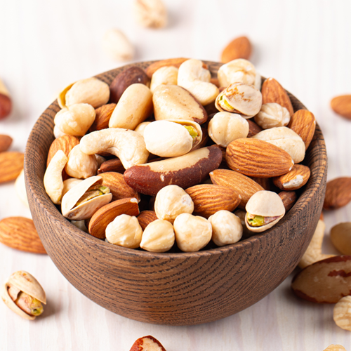 A bowl of mixed nuts.