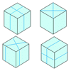 Cubes Cut into Four Pieces