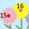 Two flowers with the numbers 15 and 16 on them