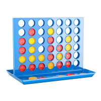A Connect Four game with red and yellow counters placed.
